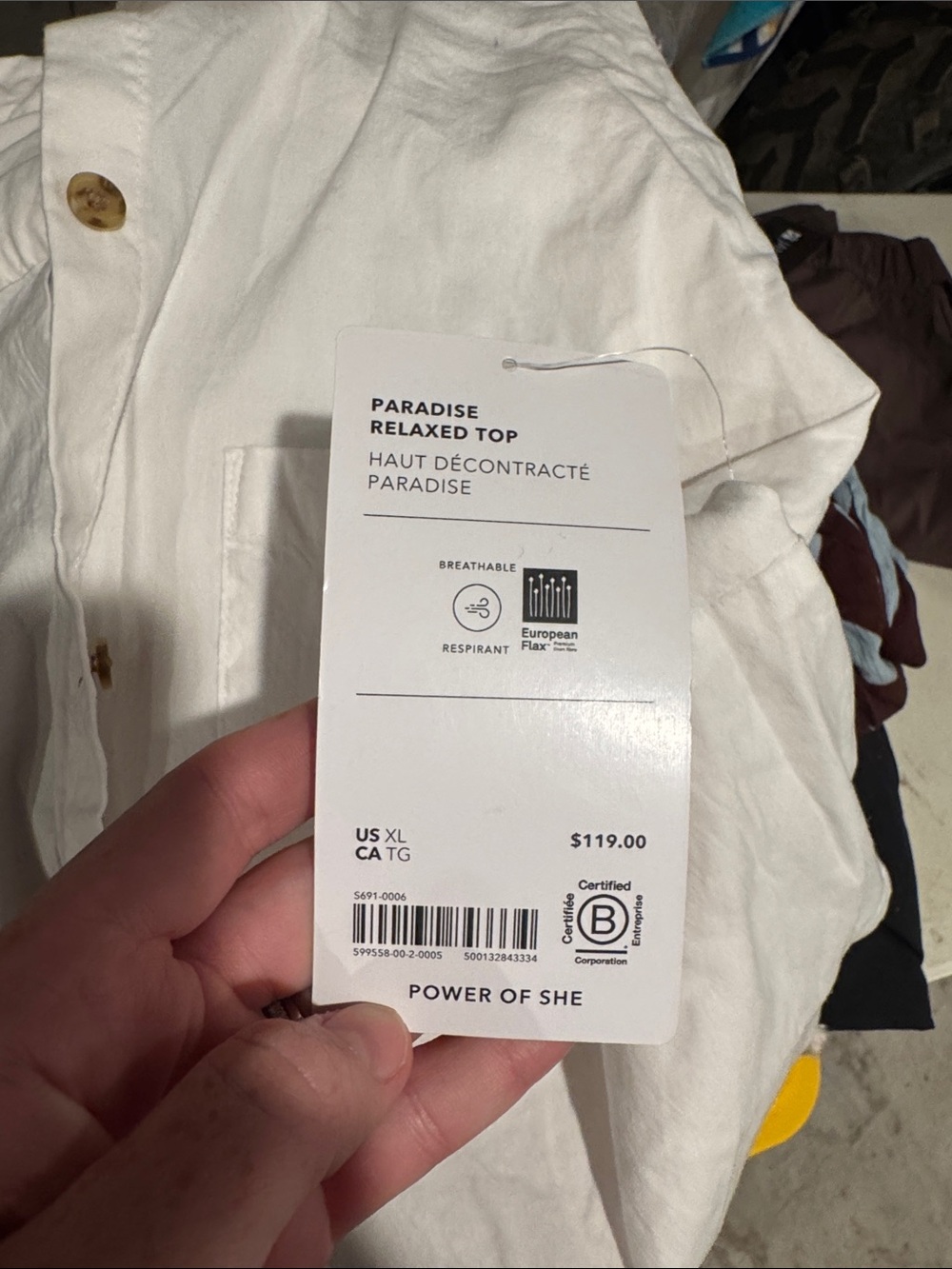 Athleta Paradise Relaxed Top - Off-White Button-Down